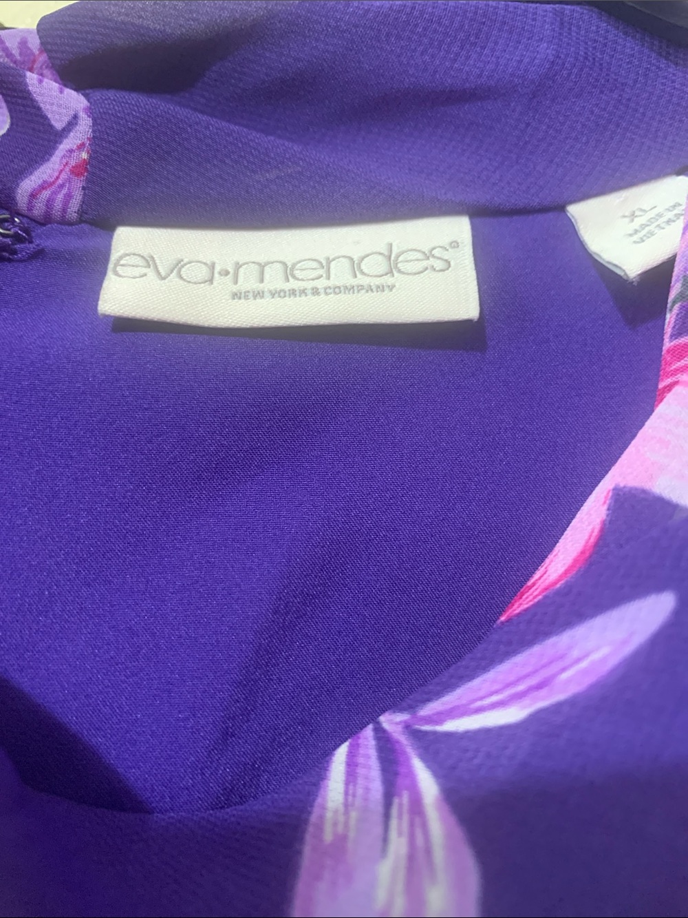 Eva Mendes XL New York & Company Purple Floral Dress Pink Accents NWT - Picture 6 of 6